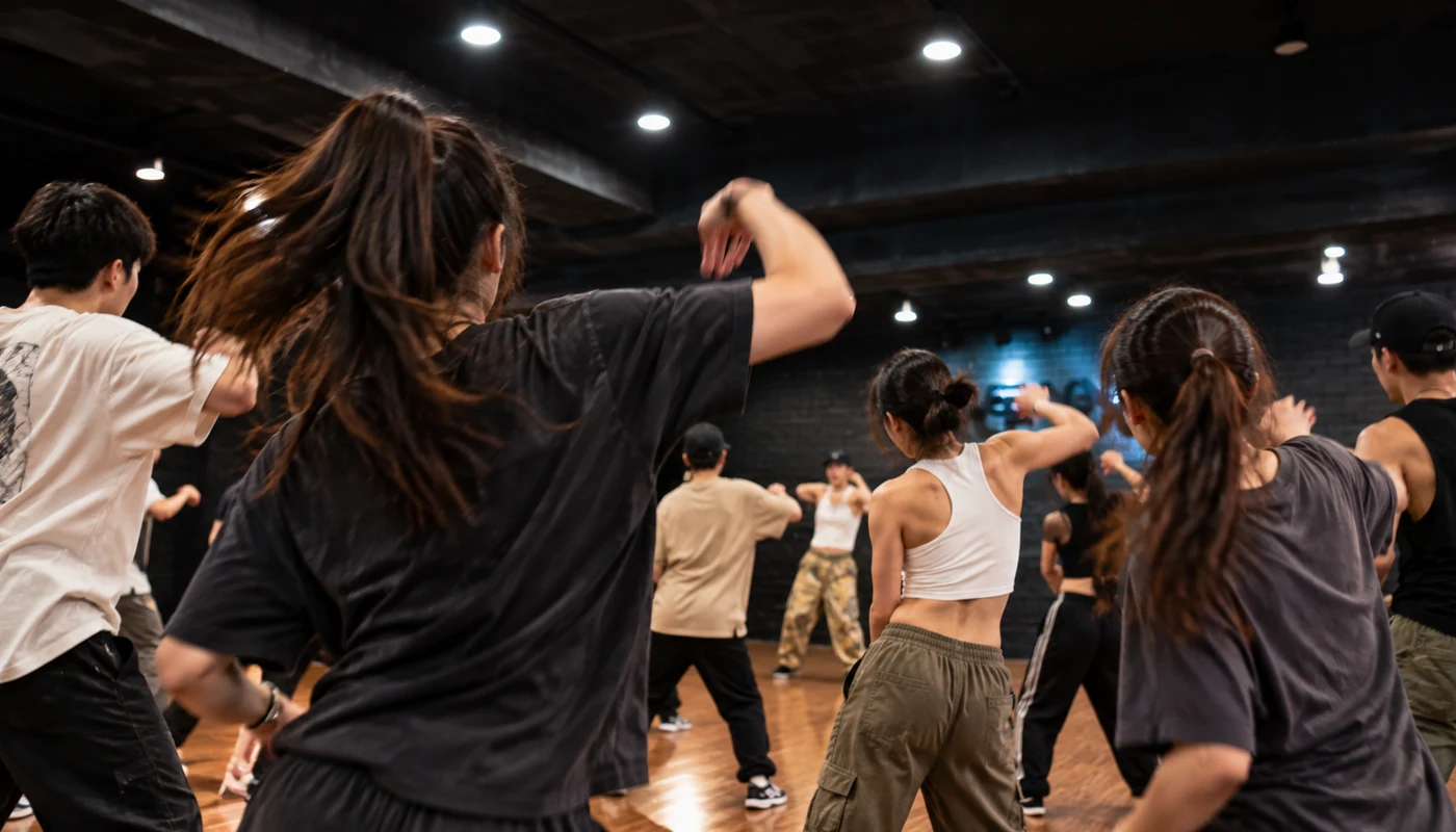 台灣成人男女在 DANCE SOUL 教室跟著老師練習街舞